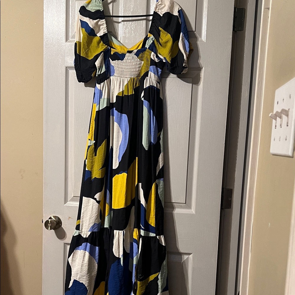 Nine West Blue and Yellow Abstract Maxi Dress - Picture 3 of 3